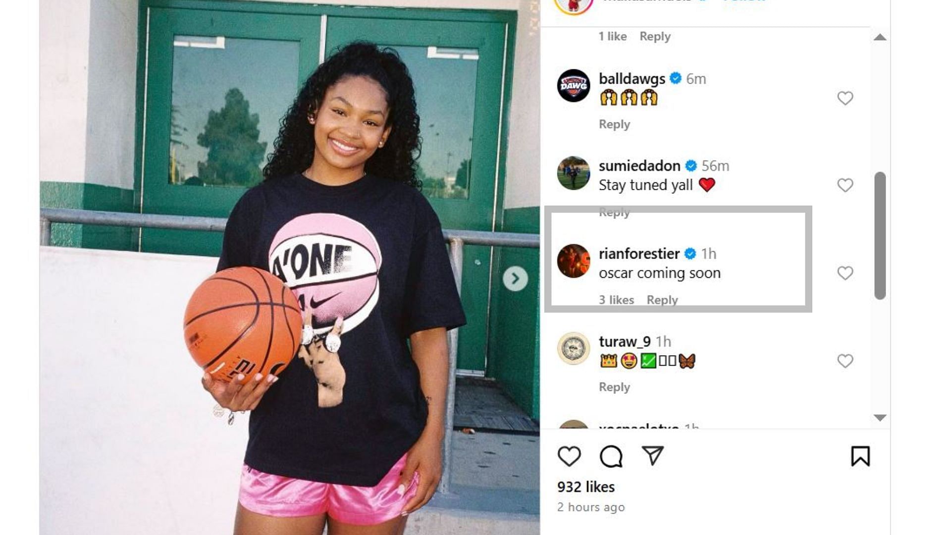 JuJu Wakins' teammate Rian Forestier drops 3-word comment on teammate Malia Samuel's BTS snaps from A'ja Wilson's shoe commercial. Credit: IG/@maliasamuels